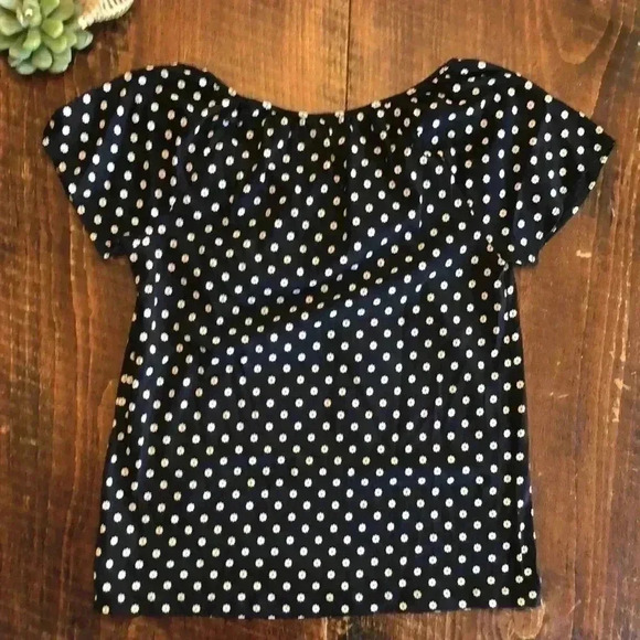 Joe Fresh | Black Shirt Sleeve Blouse with White Daisies, Tie at Neck - Picture 4 of 4